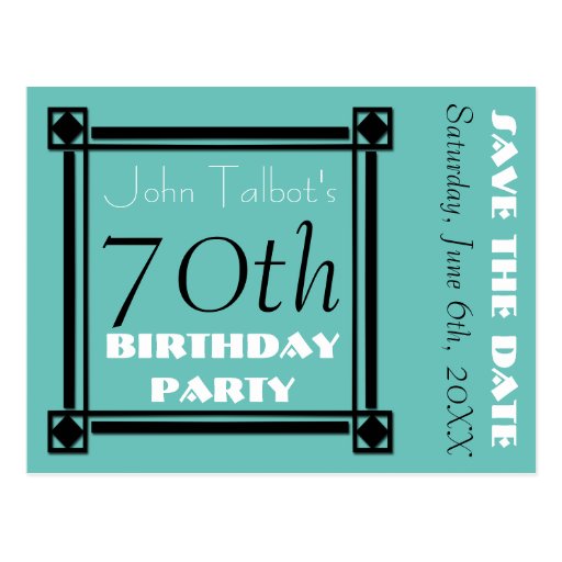 Retro Frame 70th birthday Party Save the Date Postcard | Zazzle