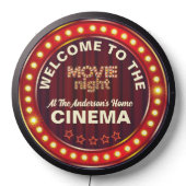 Retro Frame Yellow Light Movie Night Typography LED Sign (Lights Off)