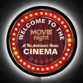 Retro Frame Yellow Light Movie Night Typography LED Sign (Front)