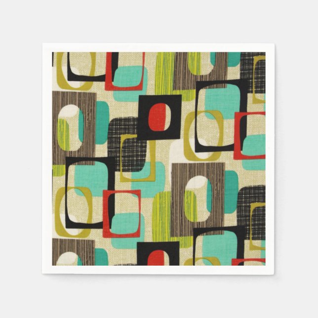 Retro Framed Tan Paper Napkins (Front)