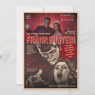 Retro Frankenstein Vintage Horror Halloween Party Invitation