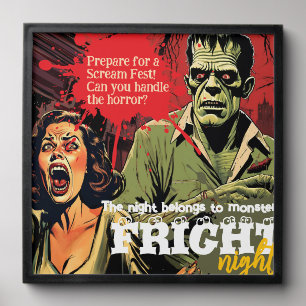 Retro Frankenstein Vintage Horror Halloween Party Peel And Stick Photo Tile