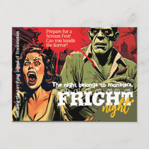 Retro Frankenstein Vintage Horror Halloween Party Postcard