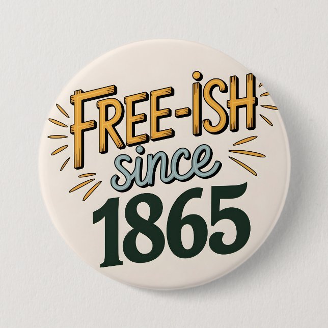 Retro Free-ish Since 1865 Juneteenth Button (Front)