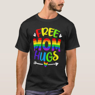 Retro Free Mom Hugs Rainbow LGBT Lesbian Gay Trans T-Shirt