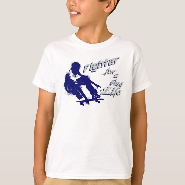 Retro Freedom Fighter for a Free Life Skater T-Shirt (Front)
