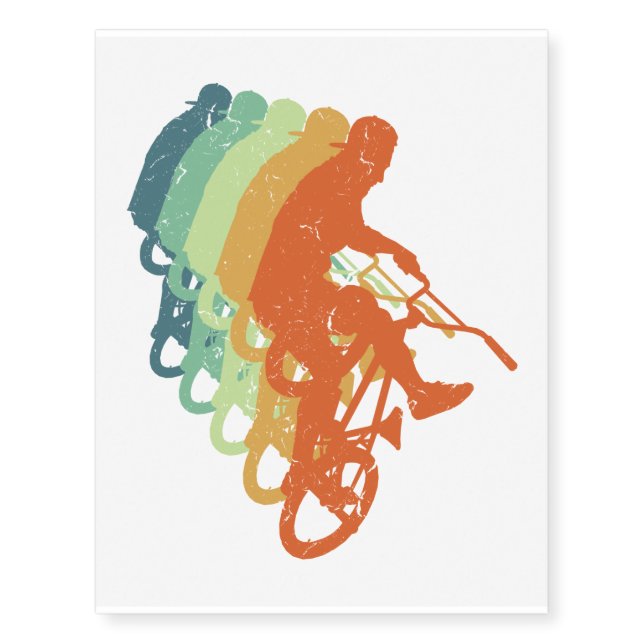 Retro Freestyle BMX Bicycle Motorcross Sportsman Temporary Tattoos (Front)