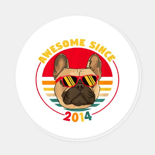 Retro French Bulldog Awesome Since 2014 Coaster Set