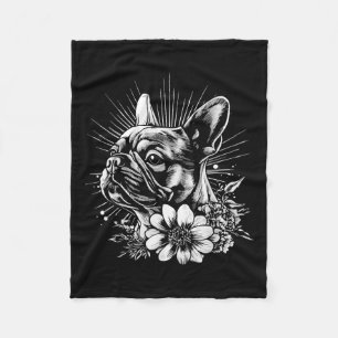 Retro French Bulldog Dog Lover Tattoo Style _1 Fleece Blanket