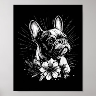 Retro French Bulldog Dog Lover Tattoo Style Poster