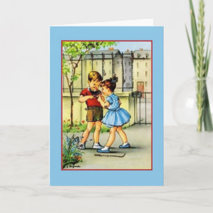 Retro French Children Note Card