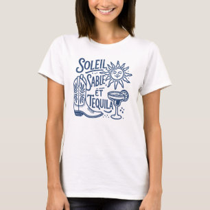 Retro French Coastal Sun Sand Bachelorette Party T-Shirt