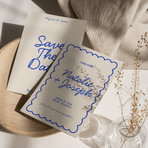 Retro  French Colorful Bright Funky Modern Wedding Save The Date