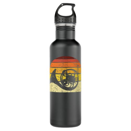Retro French Horn Player Hornist Musician Barss In Stainless Steel Water Bottle