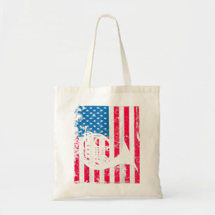 Retro French Horn Vintage US Flag Music Artwork Ju Tote Bag
