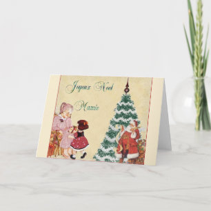 Retro French Merry Christmas Grandma Christmas Car Holiday Card