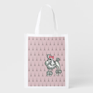 Retro French Poodle Grocery Shopping Tote Bag
