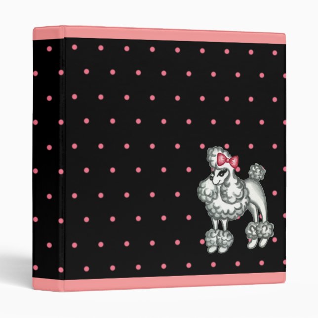 Retro French Poodle School Scrapbook Binder (Front/Spine)