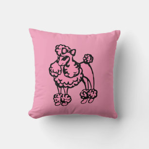 Retro  French Poodle Throw Pillow
