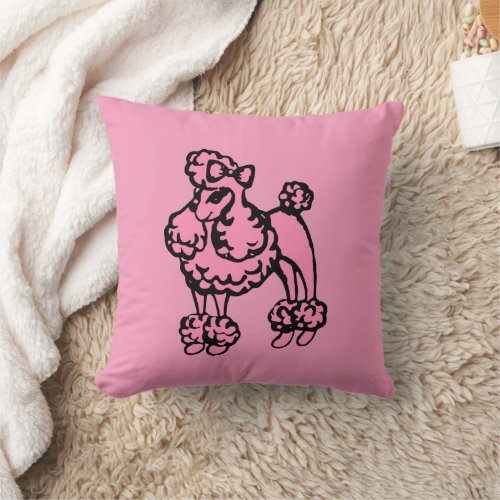 Retro  French Poodle Throw Pillow