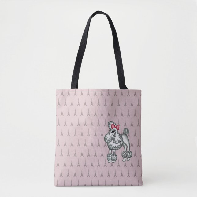 Retro French Poodle Tote Bag (Front)