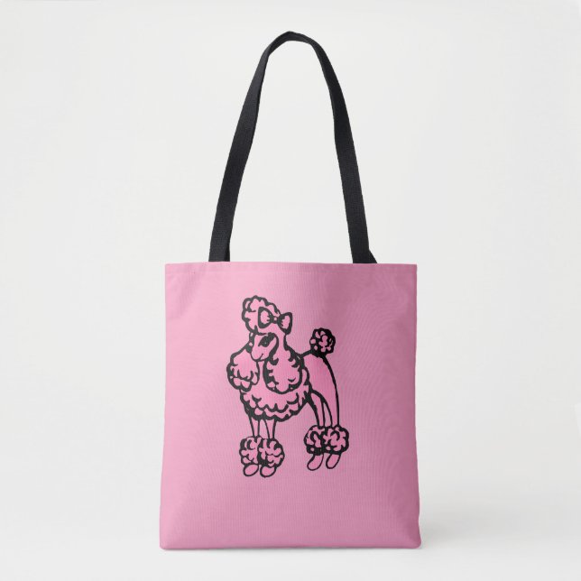 Retro  French Poodle Tote Bag  (Front)