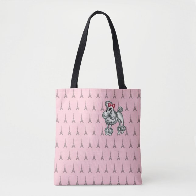 Retro French Poodle Travel Tote Bag (Front)