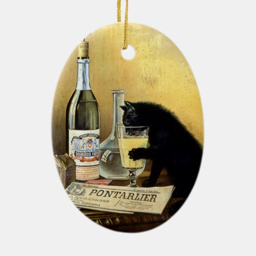 Retro french poster absinthe bourgeois ceramic ornament