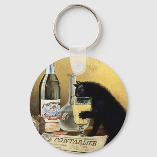 Retro french poster absinthe bourgeois keychain