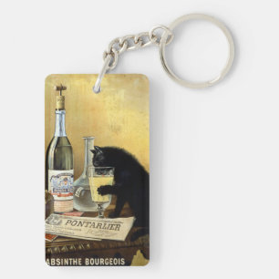 Retro french poster "absinthe bourgeois" keychain