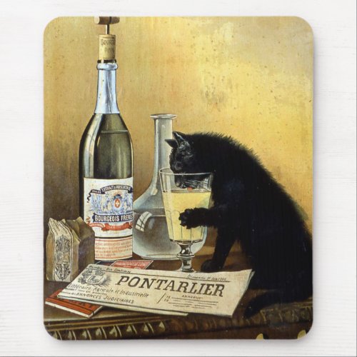 Retro french poster absinthe bourgeois mouse pad