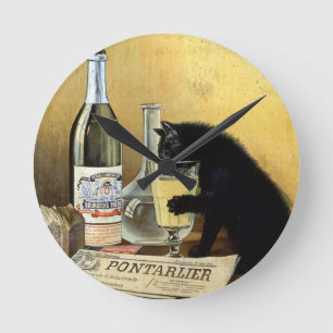 Retro french poster "absinthe bourgeois" round clock