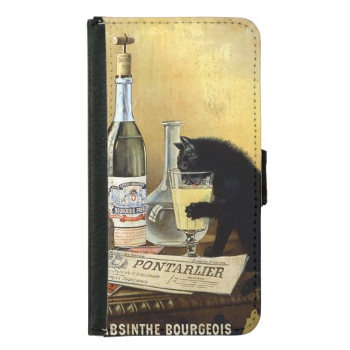 Retro french poster absinthe bourgeois wallet phone case for samsung galaxy s5