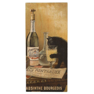 Retro french poster "absinthe bourgeois" wood flash drive