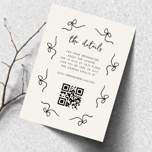Retro French Wedding Hand Drawn QR Code Details Enclosure Card