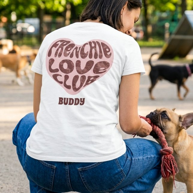 Retro Frenchie Love Club Custom Dog Name Tee (Creator Uploaded)