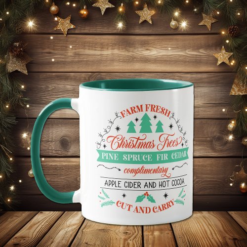 Retro Fresh Cut Christmas Trees Advertisement Mug