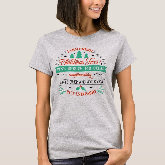 Retro Fresh Cut Christmas Trees Holiday T-Shirt (Front)