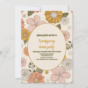 Retro Friendsgiving Thanksgiving Dinner Invitation