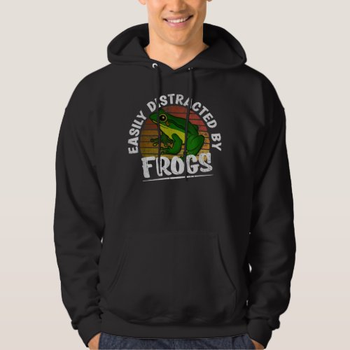 Retro Frog Amphibian Lovers Easily Distracted By F Hoodie
