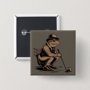 Retro Frog Funny Retro Frog Golf Lover Button