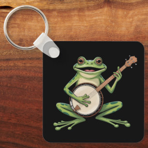 Retro Frog Playing Banjo 90s Music Lovers Vintage Keychain