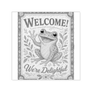 Retro Frog Welcome We're Delightful Art Vintage Self-inking Stamp