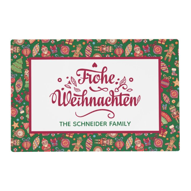 Retro Frohe Weihnachten Personalized Placemat (Front)