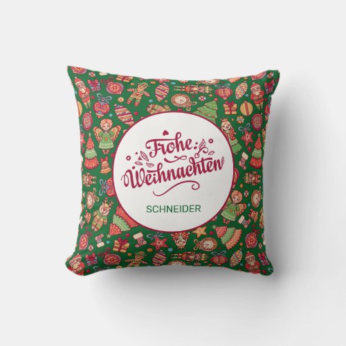 Retro Frohe Weihnachten Personalized Throw Pillow