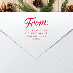 Retro "From" Script Christmas Return Address Rubber Stamp<br><div class="desc">This modern holiday stamp features an elegant calligraphy script "From:" and modern typography for the name and return address. This stamp is a chic way to customize your holiday envelopes but can also be used year-round!</div>
