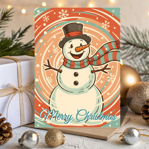 Retro Frosty Snowman Blizzard Christmas Holiday Card