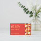 Retro fruits business card, raspberry background business card (Standing Front)