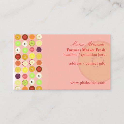 Customizable Retro fruits business card, raspberry background