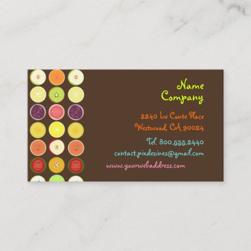 Retro fruits design profile cards business card